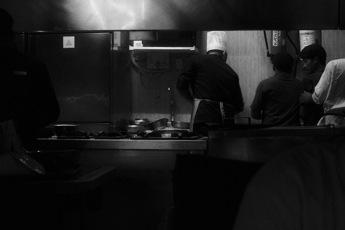 Chefs working in a restaurant kitchen